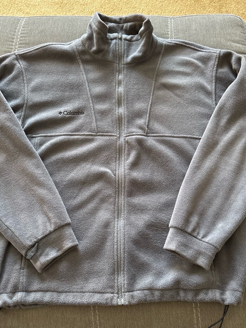 Columbia Sportswear Mens Fleece Jacket Full Zip Up Mock Neck Logo gray Size L
